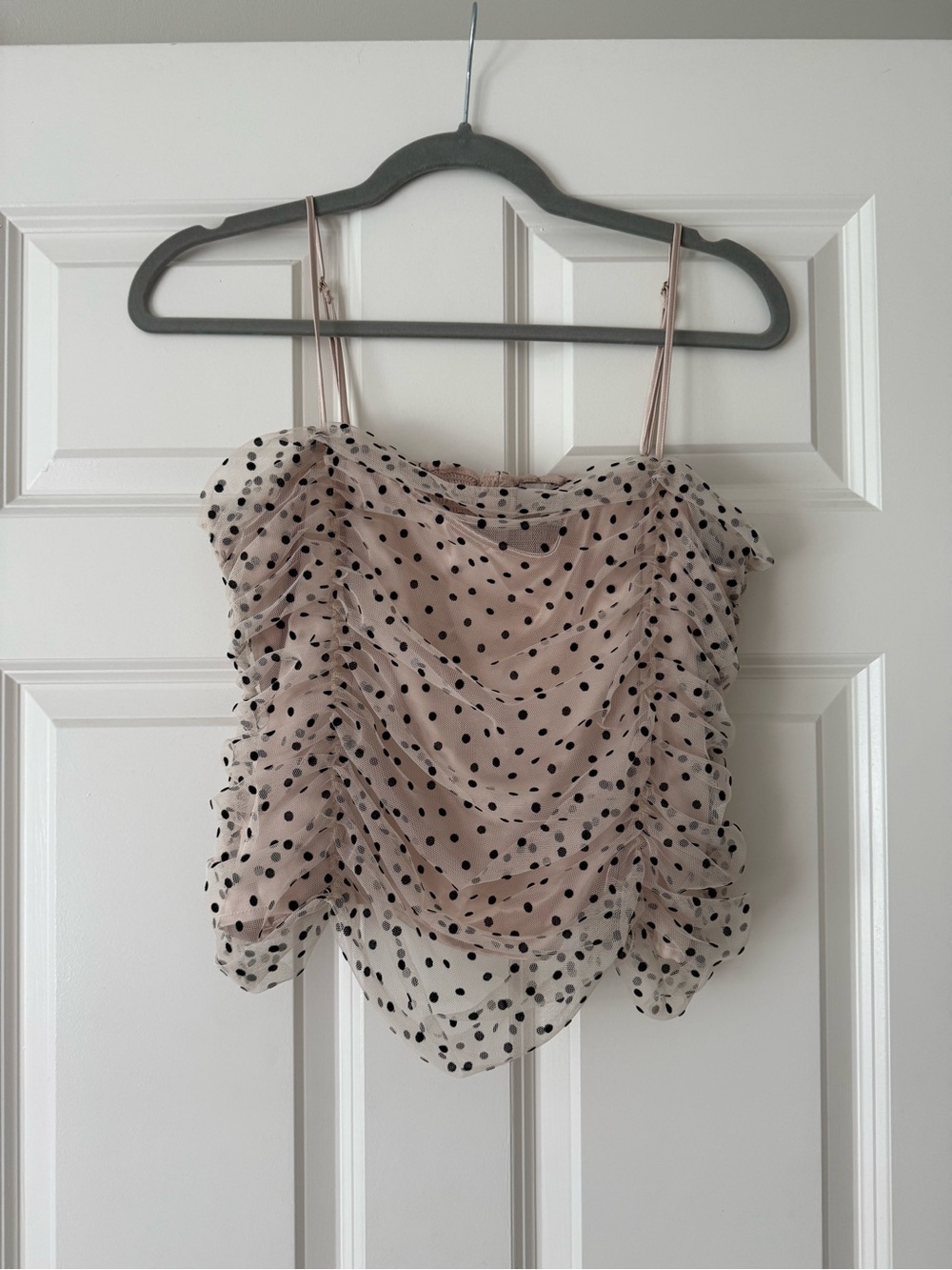Women's Polka Dot Ruched Spaghetti Strap Top